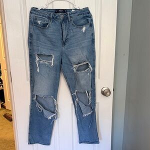 Hollister Light Blue Distressed Straight Leg Jeans